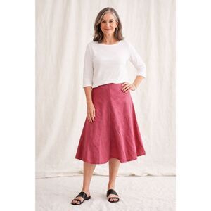 EILEEN FISHER Red Linen Midi Flare Skirt   Women's Size Large
